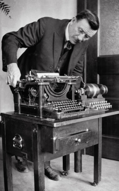Inventor Edward Hebern front electromechanical encryption machine - Old Photo