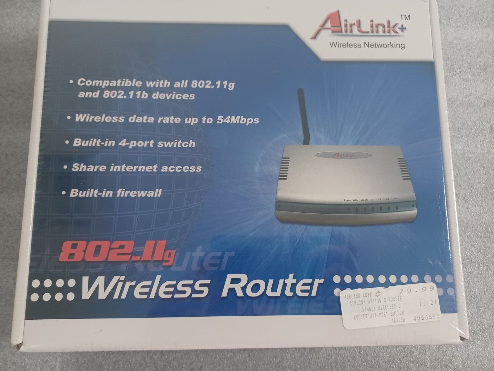 AirLink+ AR315W Networking Router 802.11g 802.11 b 54mbps Built-In 4 port Switch
