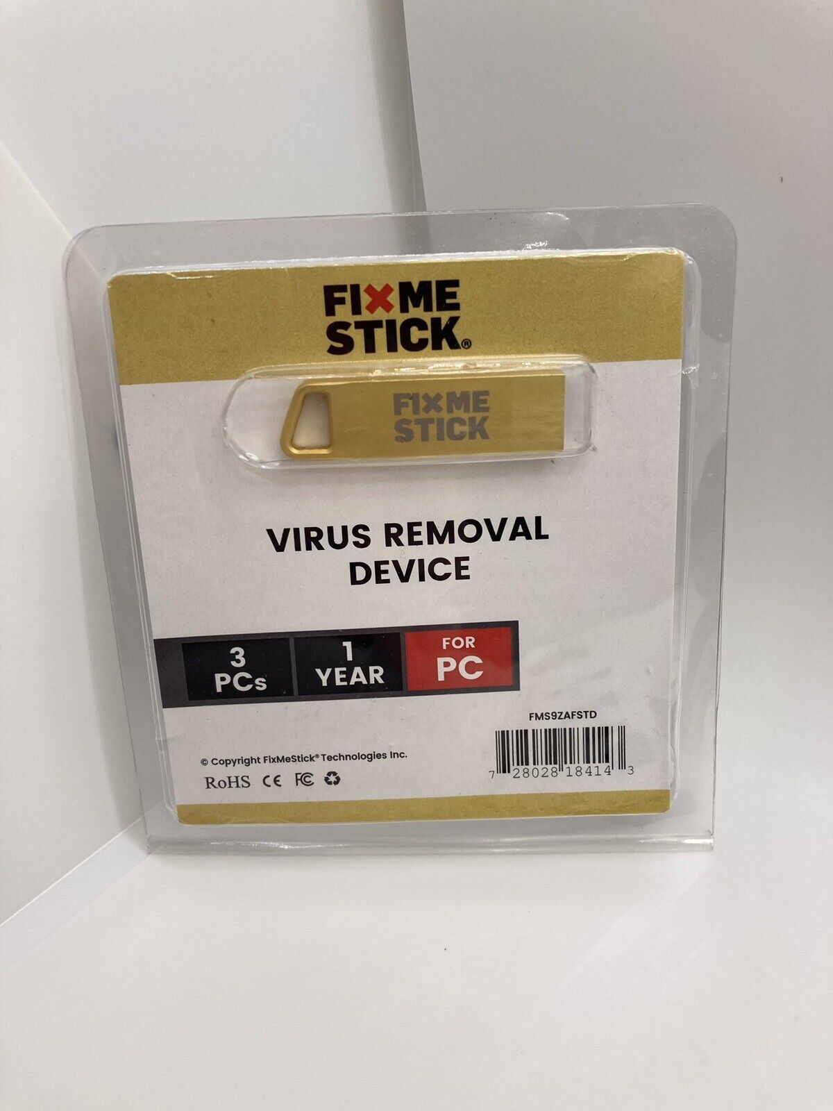FixMeStick Gold Virus Removal Stick for Windows PCs - Use On Up To 3 PCs New