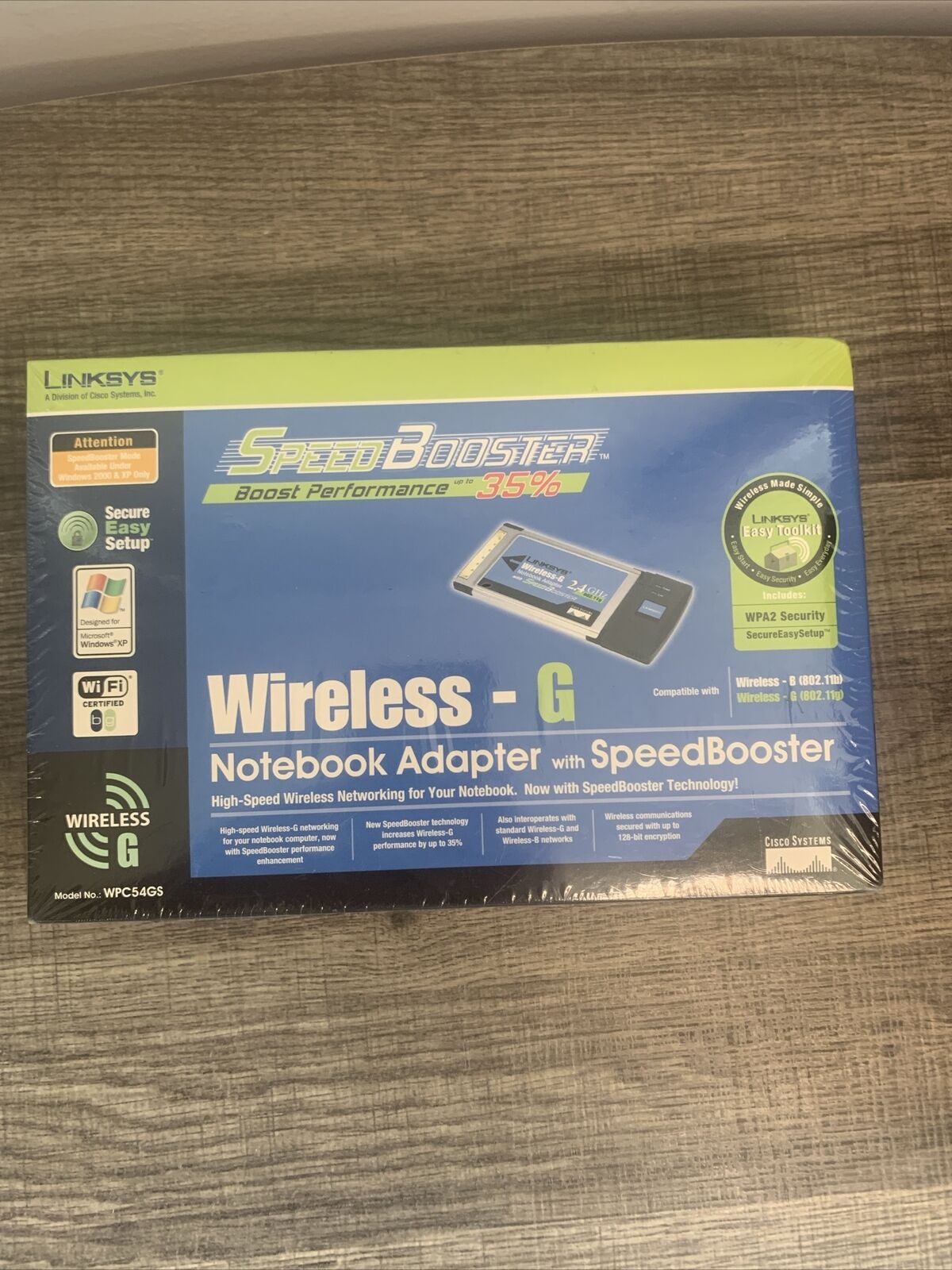New Sealed Linksys WPC54GS Wireless-G Notebook Adapter With SpeedBooster