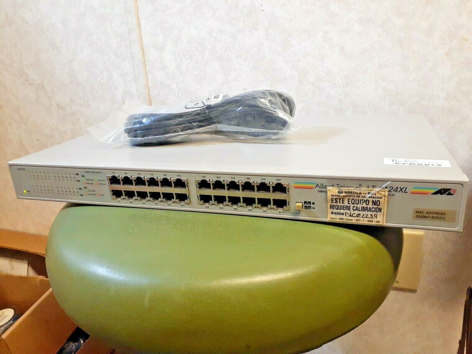 Allied Telesyn AT-8124XL V2 ethernet switch w/ new power cable