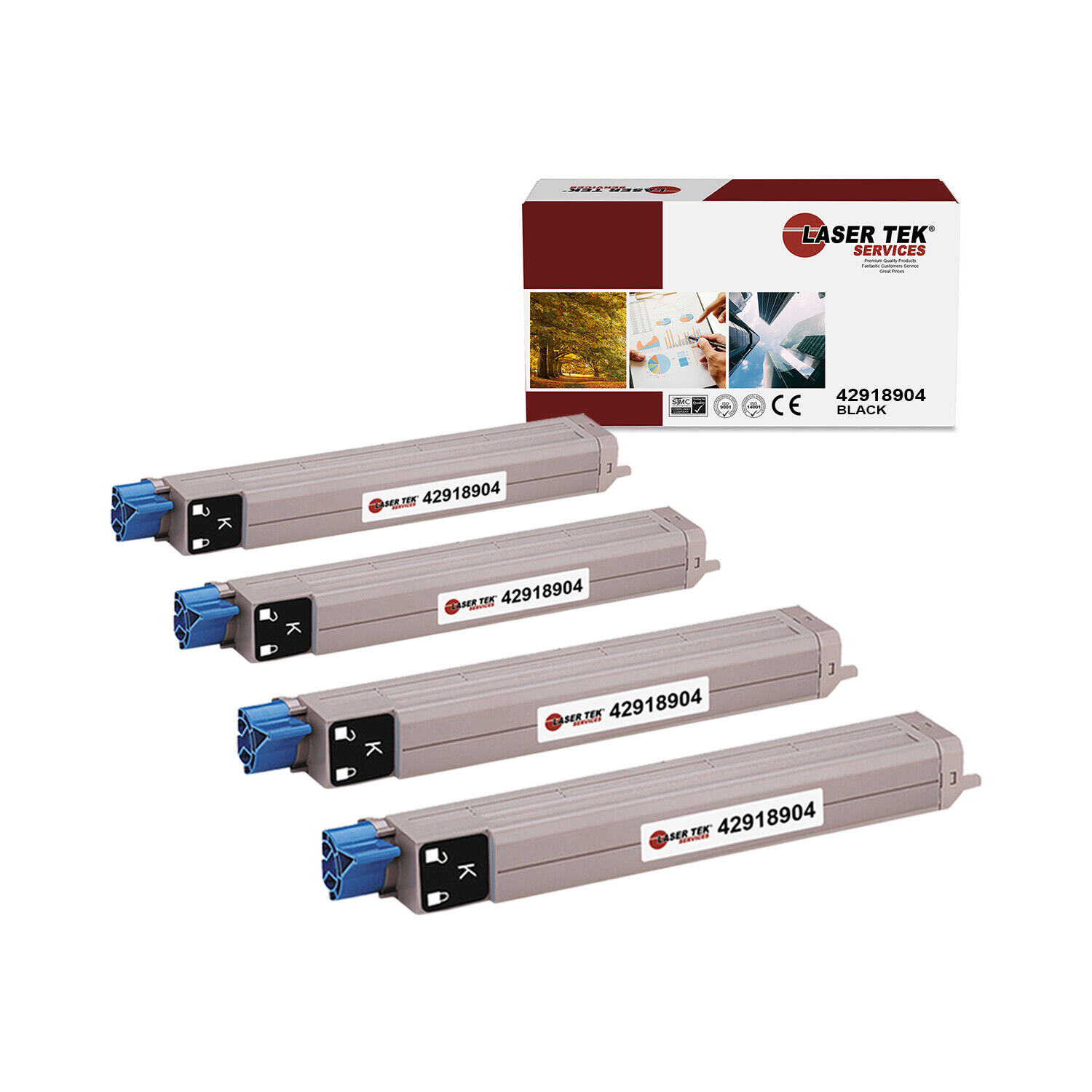 4Pk LTS 42918904 Black Compatible for Okidata C9600 9800 9850 Toner Cartridge
