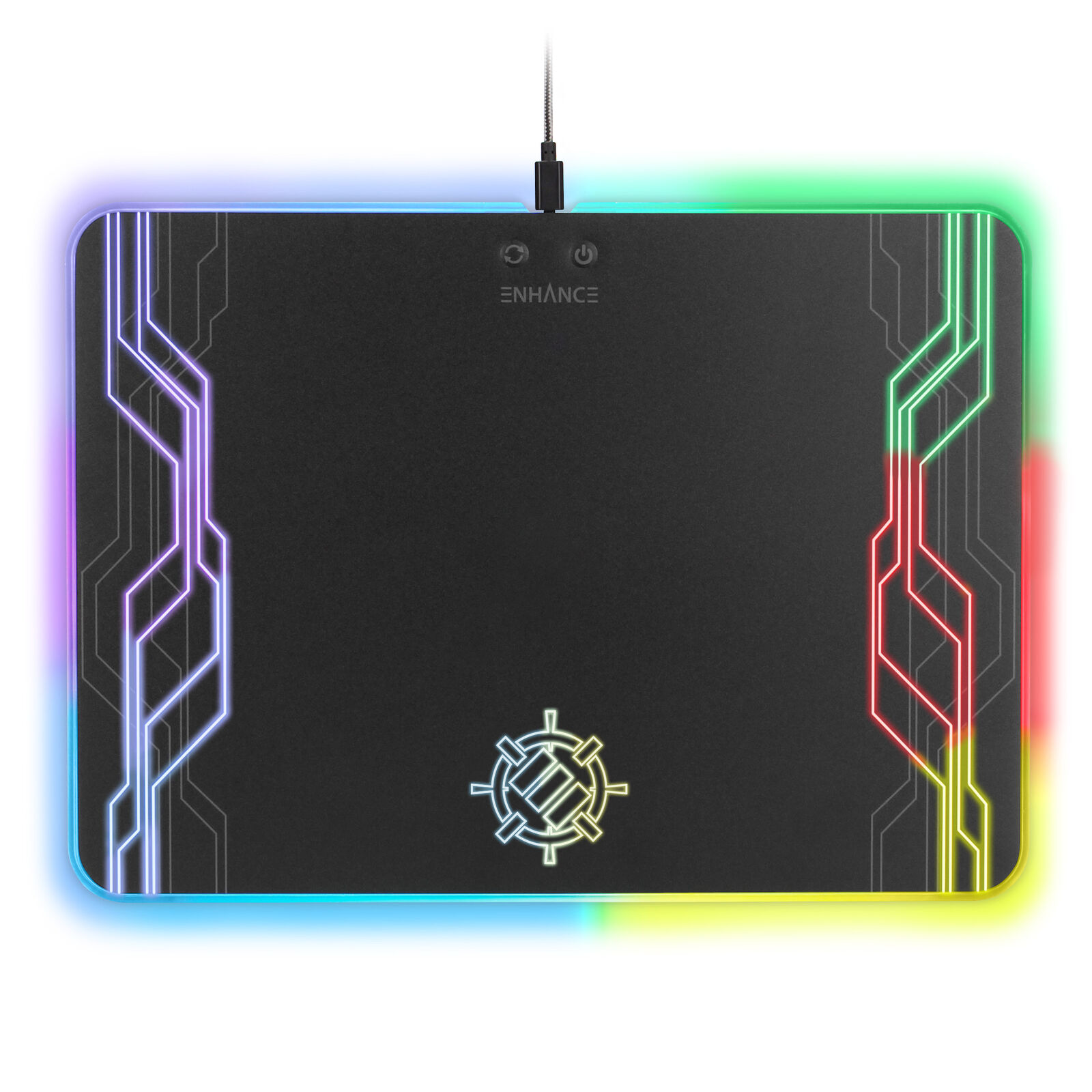 ENHANCE Large Hard Surface LED Gaming Mouse Pad - 7 RGB Light Up Modes