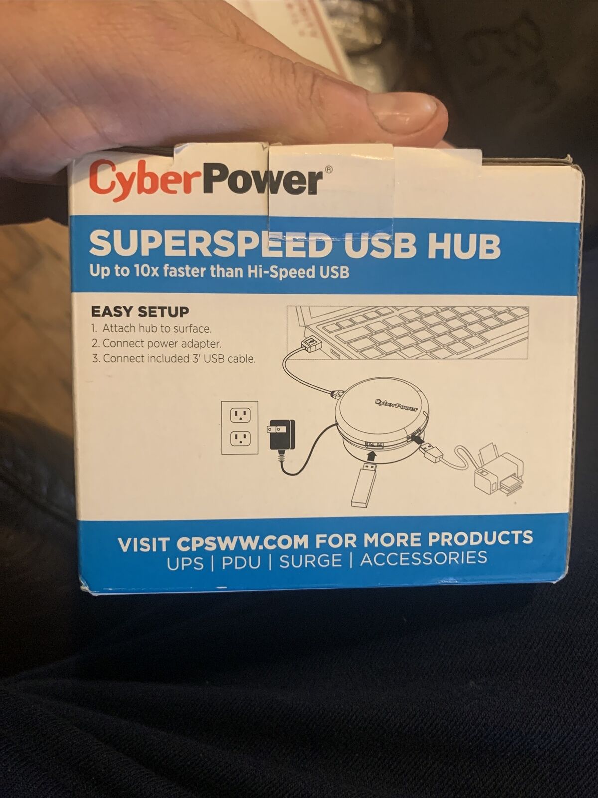 CyberPower CPH430PB USB 3.0 Superspeed Hub w/ 4 Ports and 3.6A AC Charger Black