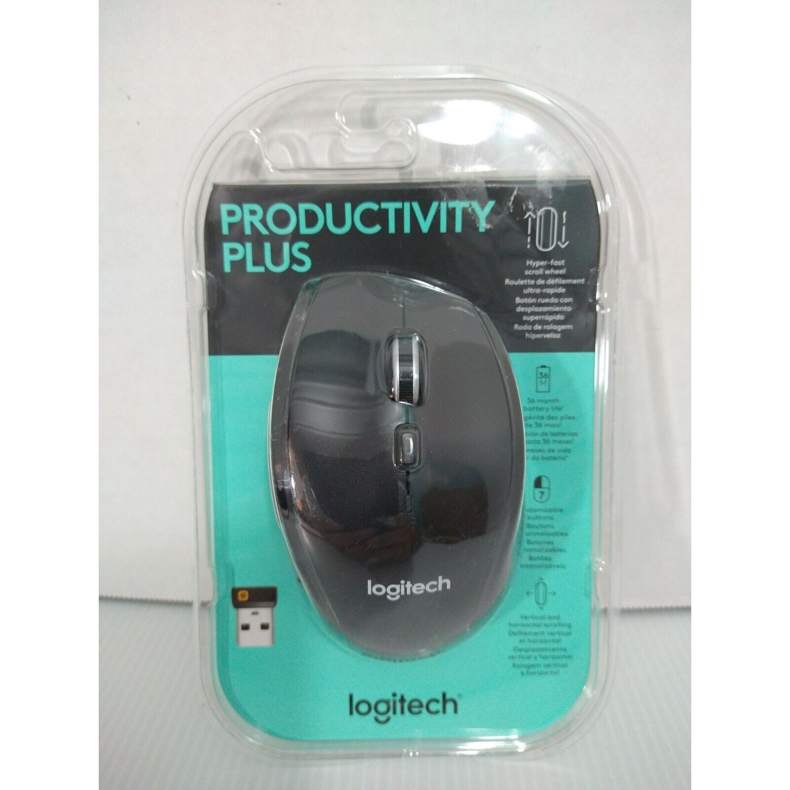 Logitech Productivity Plus Mouse 7 Customizable Buttons Unifying USB M705