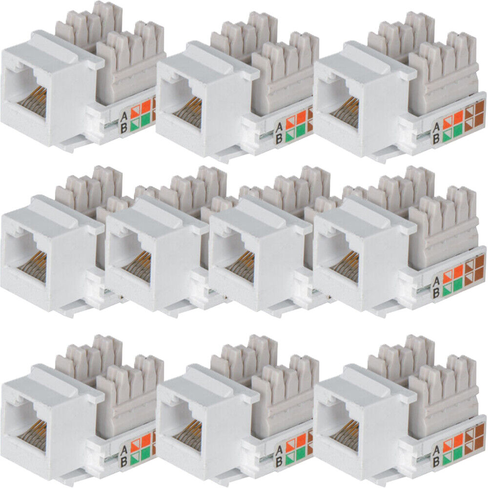 10x RJ45 IDC Network Keystone Jack Module-CAT5 & CAT6 Ethernet Plastic Connector