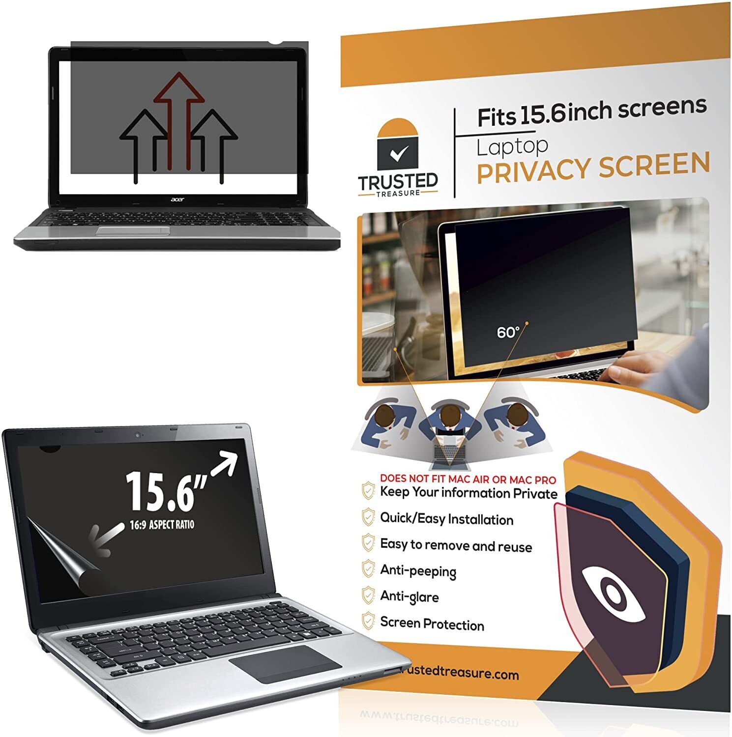 Laptop Privacy Screen 15.6 inch 16:9 Ratio - Anti Glare Screen Protector