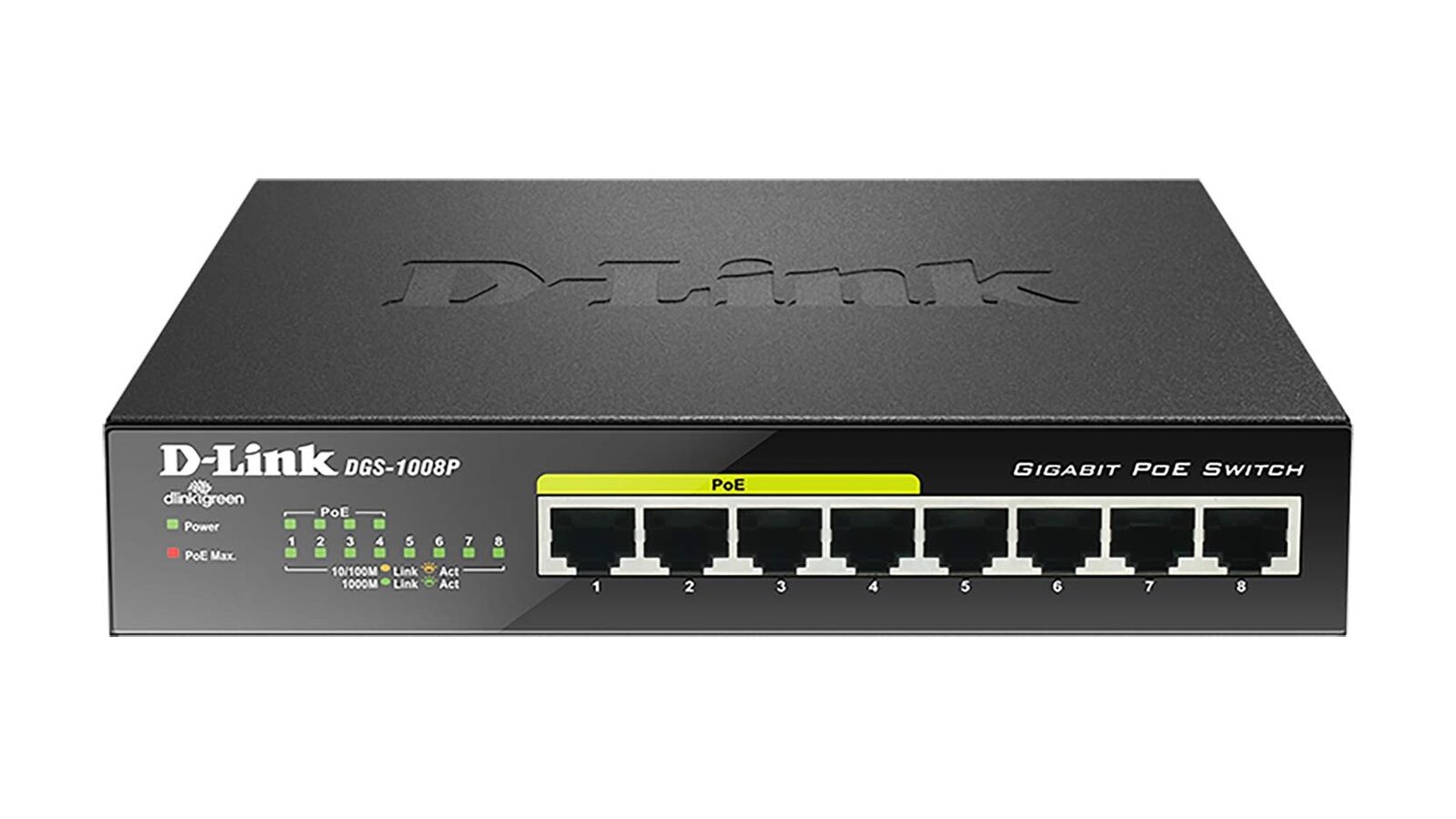 D-Link DGS-1008P, 8-Port Unmanaged PoE+ Gigabit Switch (8 Anschlüsse mit 10/100/