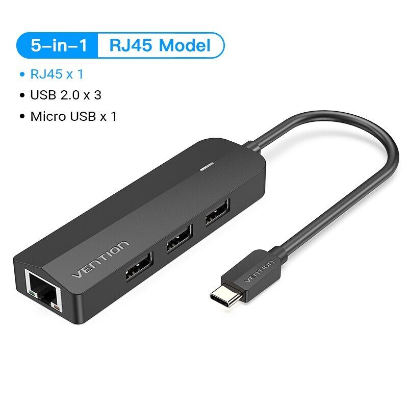 Vention USB C Ethernet Adapter for Xiaomi Mi MacBook iPad Type C Ethernet Card