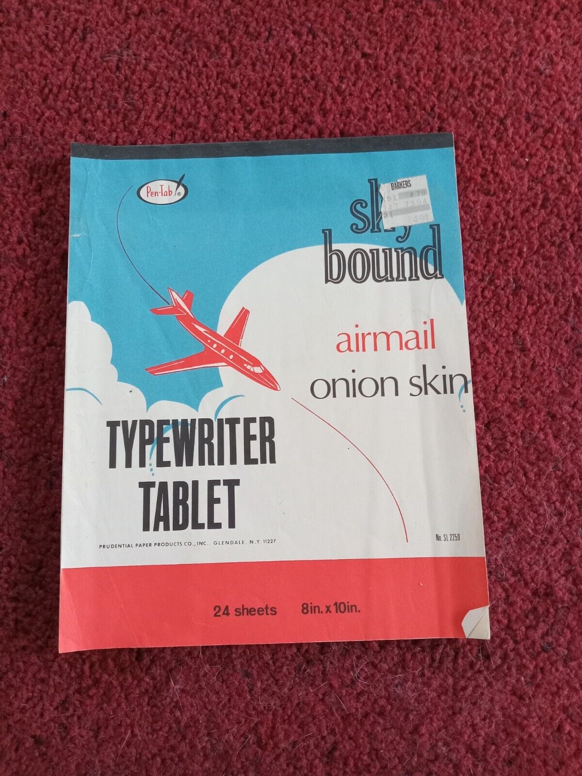 PenTab Sky Bound AirMail Onion Skin typwriter tablet Prudential Paper Co Vintage