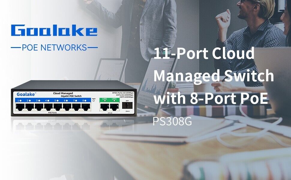Cloud Managed Ethernet- 8 PORT PoE SWITCH~ 10/100Mbps+2 GB Uplink+1G SFP Slot