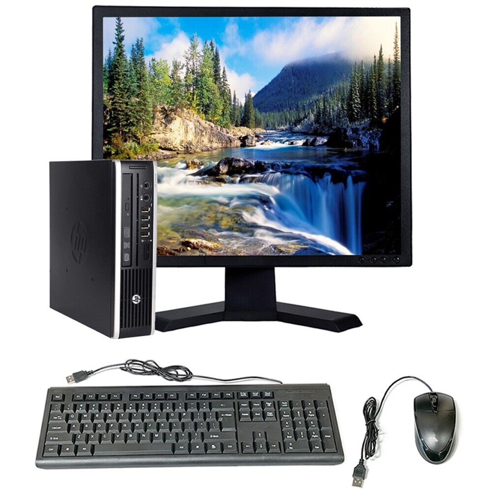 HP Desktop Computer USFF Windows 10 PC 20in LCD 8GB RAM 1TB HD DVD Wi-Fi