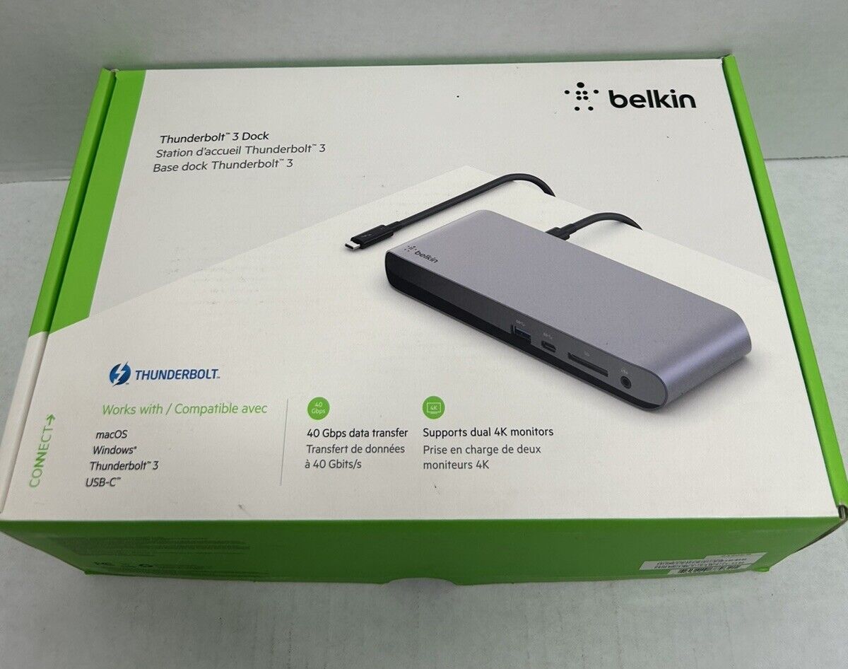Belkin Thunderbolt 3 Pro Dock (Mac & PC) - New Open Box, All accessories, F4U097