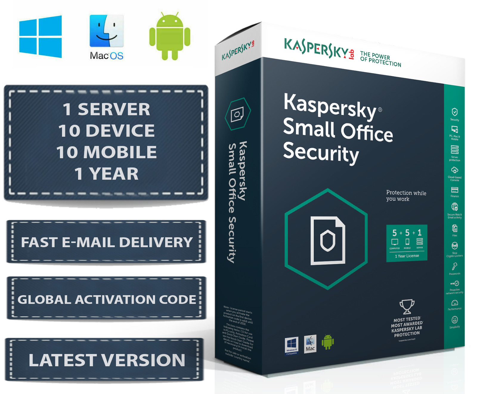 Kaspersky Small Office Security V8 1 Server 10 DEVICE + 10 MOBILE + 1 YEAR