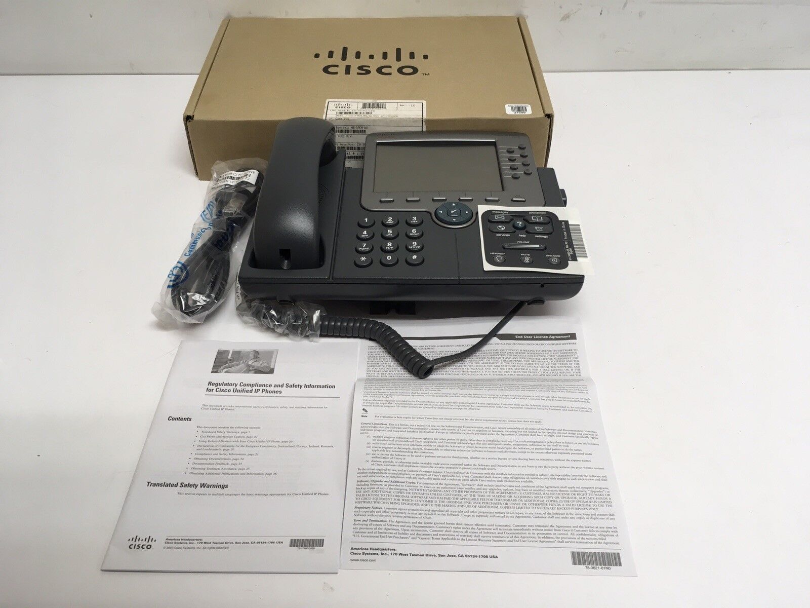 NEW in Box Cisco CP-7975G Eight Line Color Display Unified IP Phone VoIP