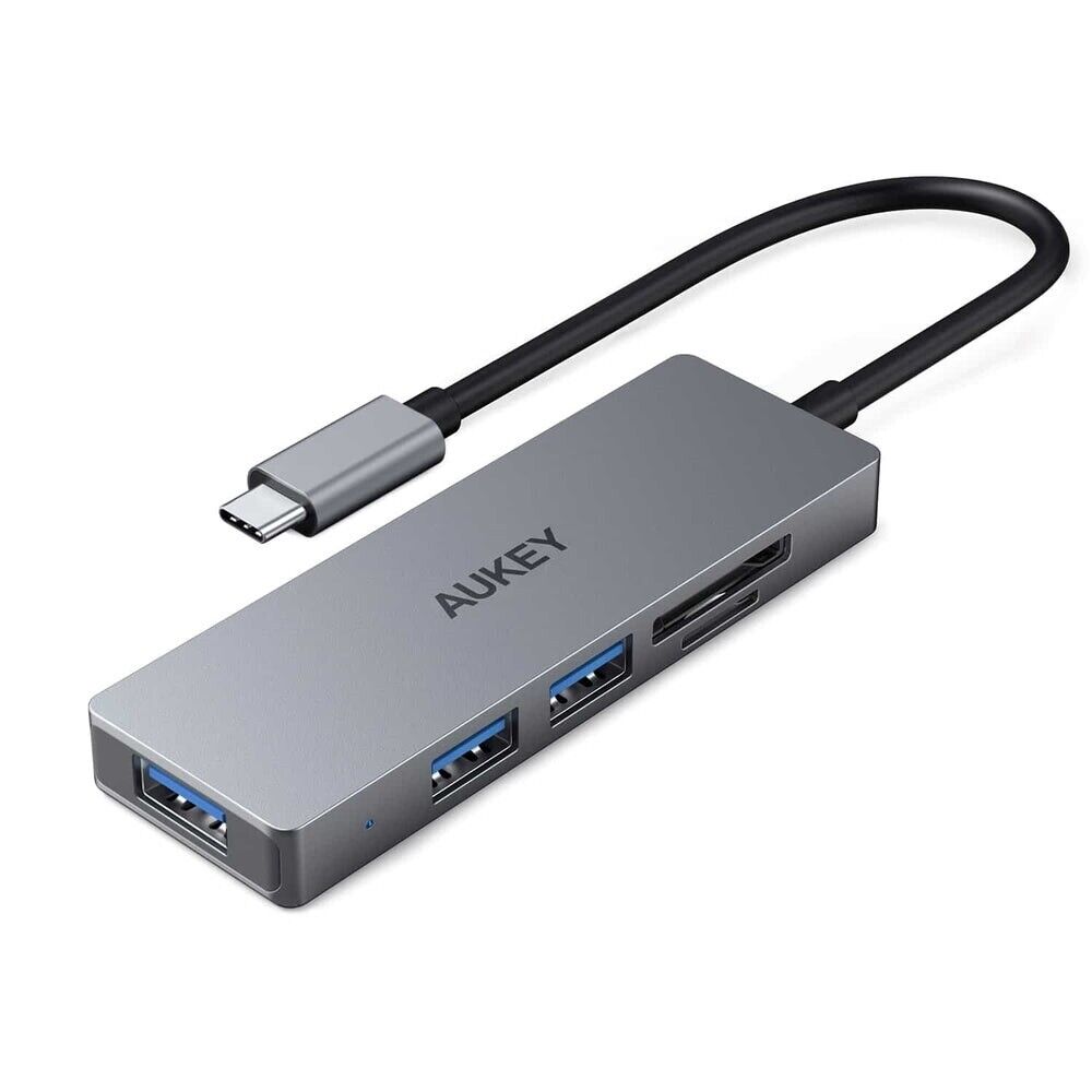 Aukey CB-C63 USB-C to 3-Port USB 3.0 Gen 1 Aluminum Hub with Card Reader