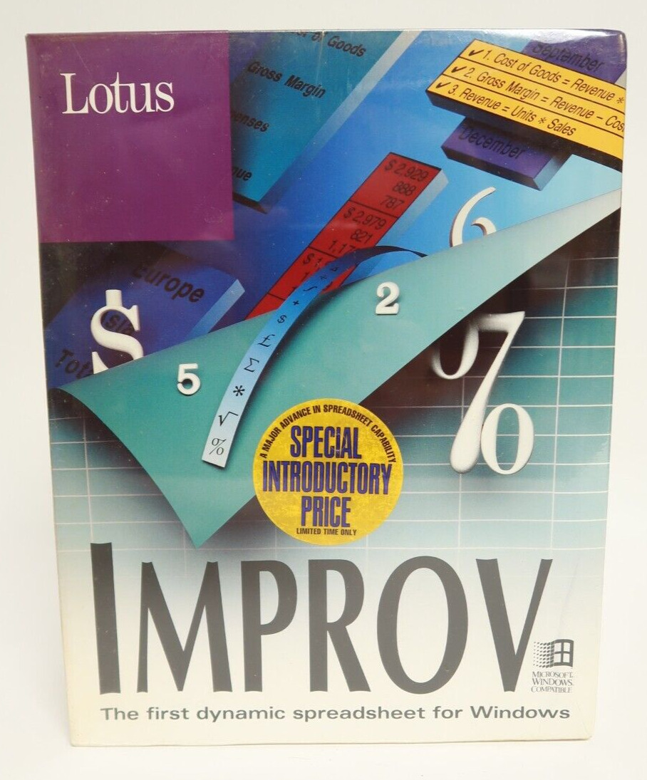 Lotus Improv Dynamic Spreadsheet 1993 Release 2.0 PC Computer Program Software