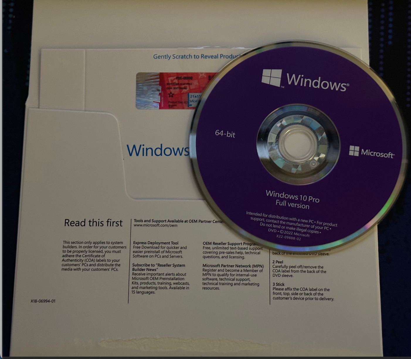 WlNDOWS Win 10 64 bit Install Dvd with Genuine License Product Key