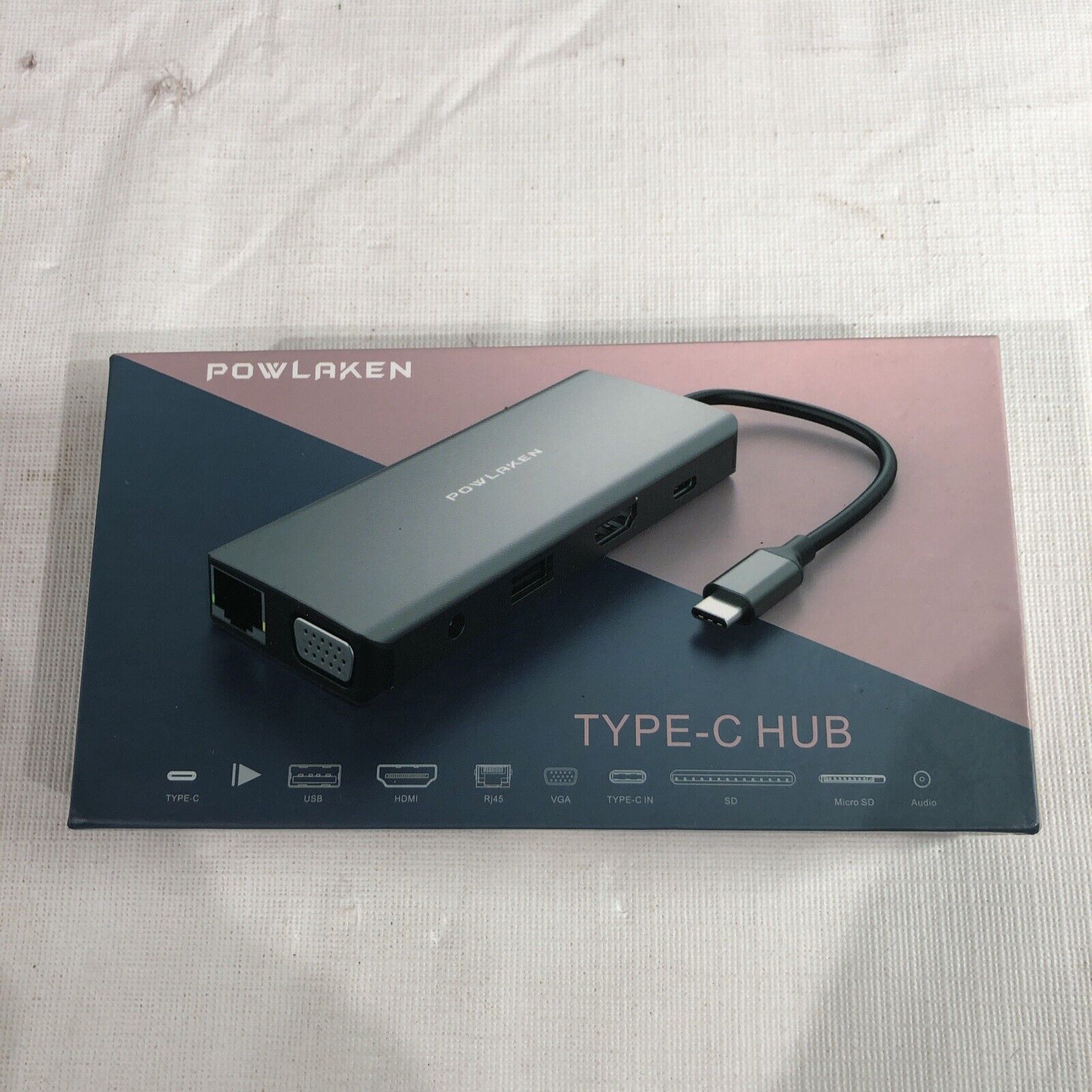 Powlaken PL001 C-HUB, USB 2.0,3.0. Open Box.
