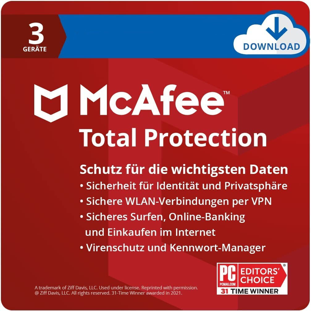 McAfee Total Protection 2024 3 Devices 1 Year | FULL VERSION / Upgrade | Antivirus