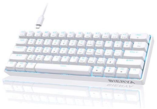  60% Mechanical Keyboard, DK61se Wired Gaming Keyboard withes, Red Switch White