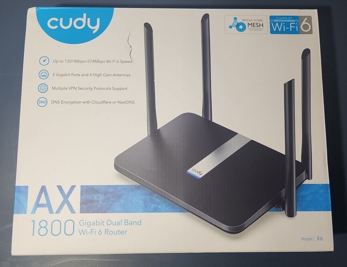 NEW Cudy X6 AX1800 Wi-Fi 6 Router 2.4 GHz, 5 GHz