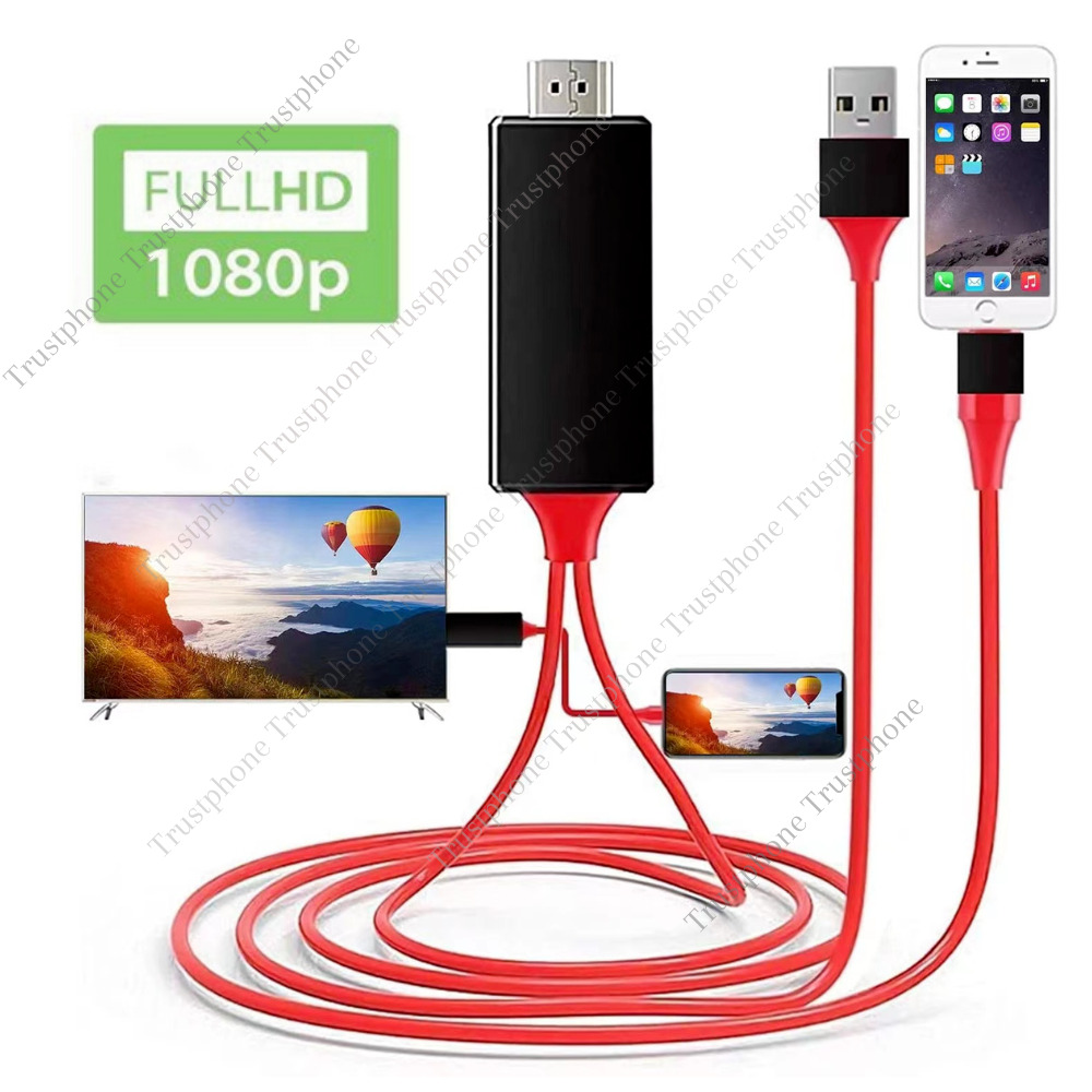 HDMI Mirroring AV Cable Phone to TV HDTV Adapter 1080P For iPhone 13 12 11 XR 8