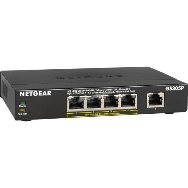 NETGEAR GS305P 5-Port Unmanaged PoE Switch - Black