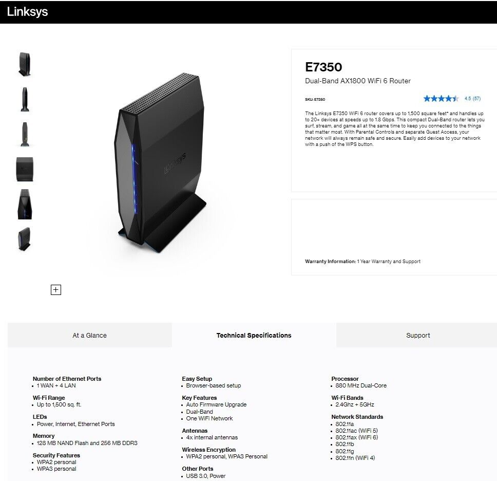 Linksys E7350 Dual-Band Wi-Fi 6 Router