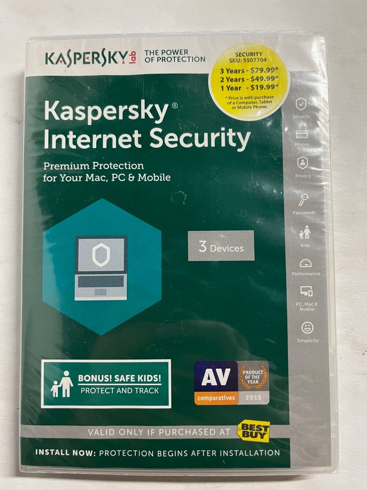 NEW Kaspersky Total Security 3 Devices Key Card Code Anti-Virus Software