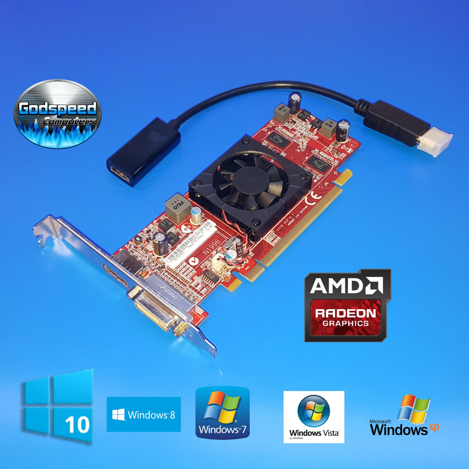 Windows 10 eMachines W3609 W3611 W3611A W3615 W3619 Video Card + HDMI CABLE