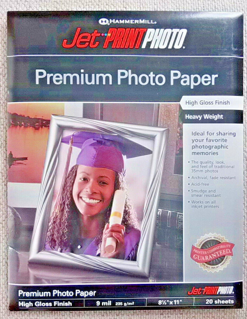 HAMMERMILL PREMIUM HIGH GLOSSY PHOTO PAPER - 8.5x11  17 SHEETS - OPEN BOX