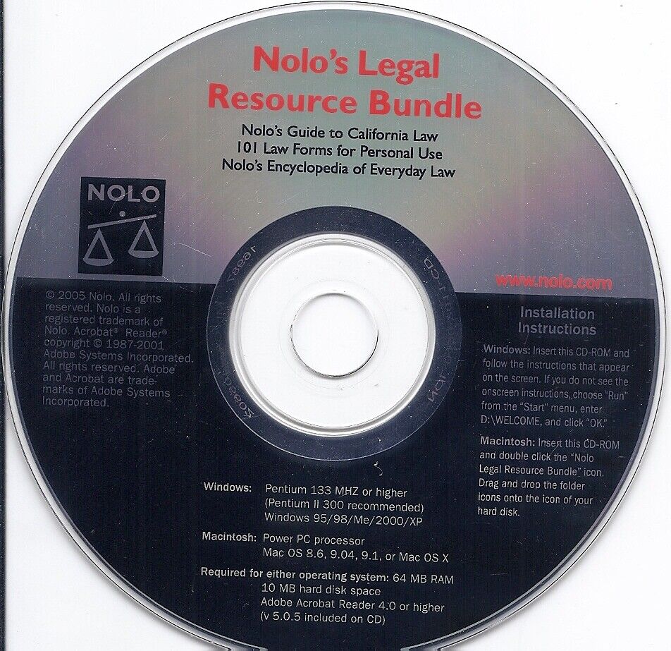 Nolo\'s Legal Resource Bundle CD - 101 Law Forms,  Nolo\'s Law encyclopedia 