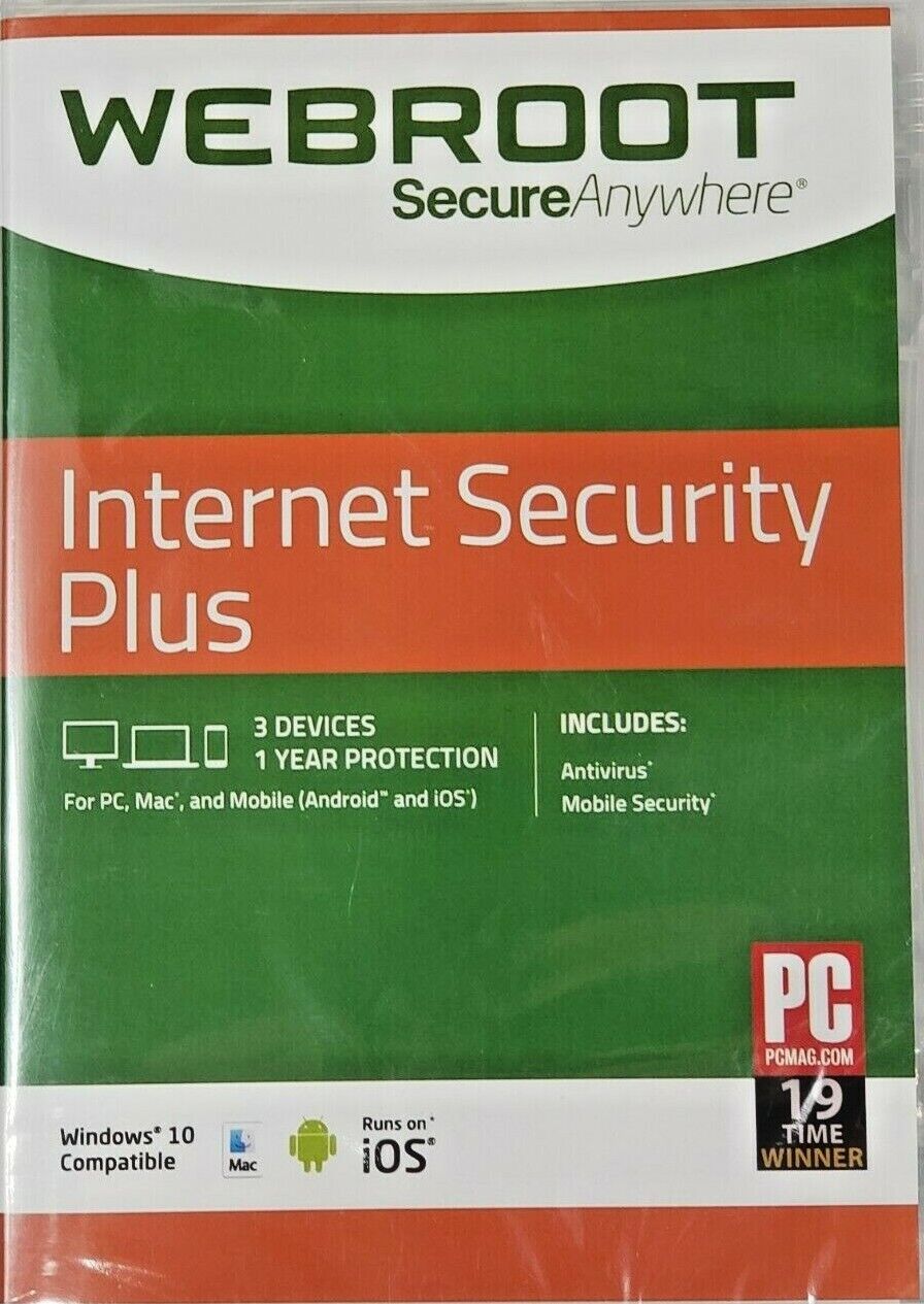 WEBROOT SecureAnywhere Internet Security PLUS - 3 Devices / 1 Year Subscr - New