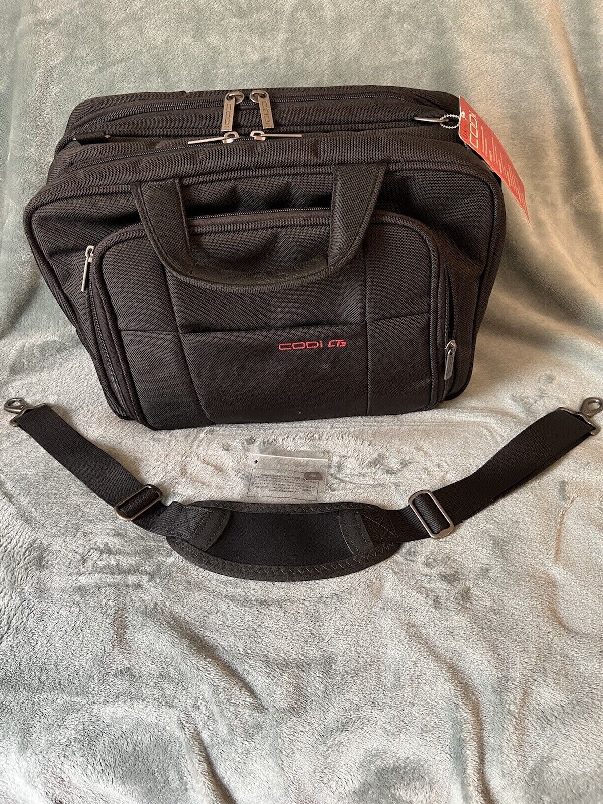 CODI Laptop Briefcase Large Black Expandable Organizer CT3 Zipper Pockets Strap