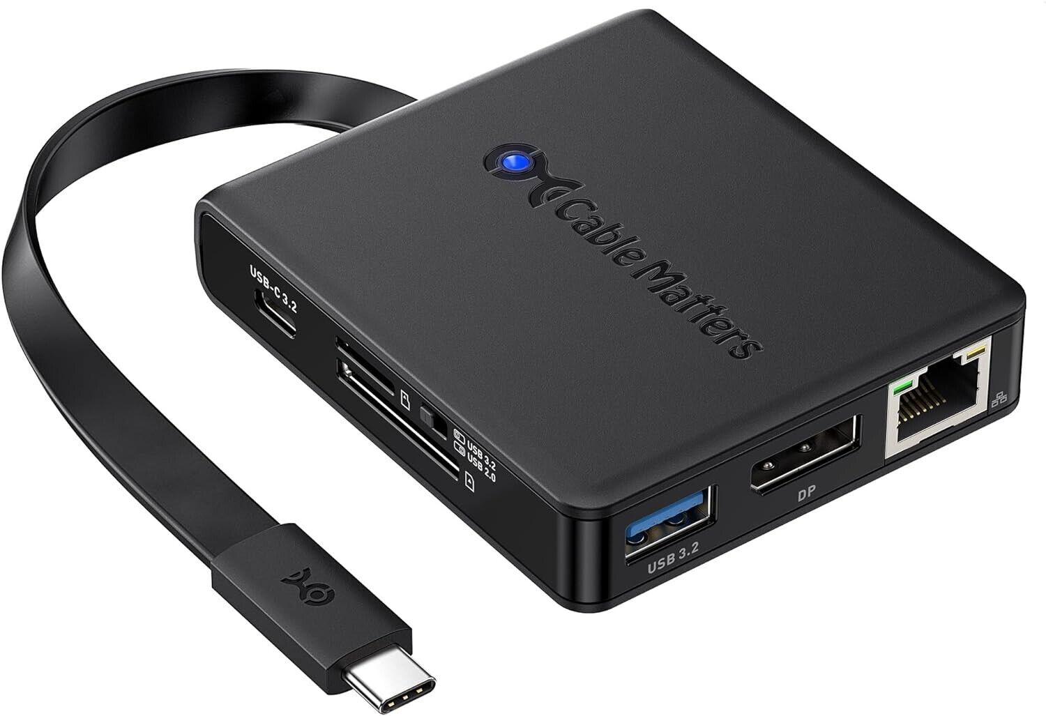 Cable Matters 8-in-1 8K DisplayPort 100W PD USB 3.2 Ethernet USB C Hub Adapter