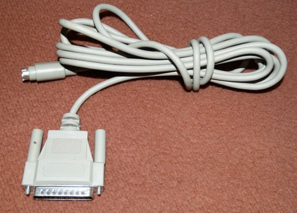 Vintage Apple McIntosh 10 foot Serial 8 pin mini DIN to DB25 Printer cable VGC 
