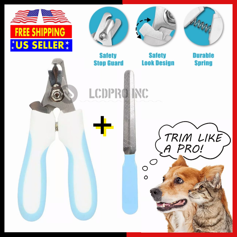 Pet Nail Toe Clippers Professional Dog Cat Nail FileTrimmer Safety Guard Tool US