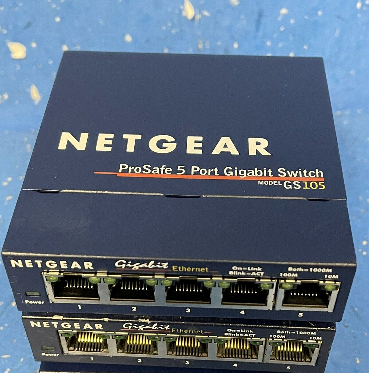 Lot of 2 Netgear ProSafe GS105 5-Port Gigabit Switch