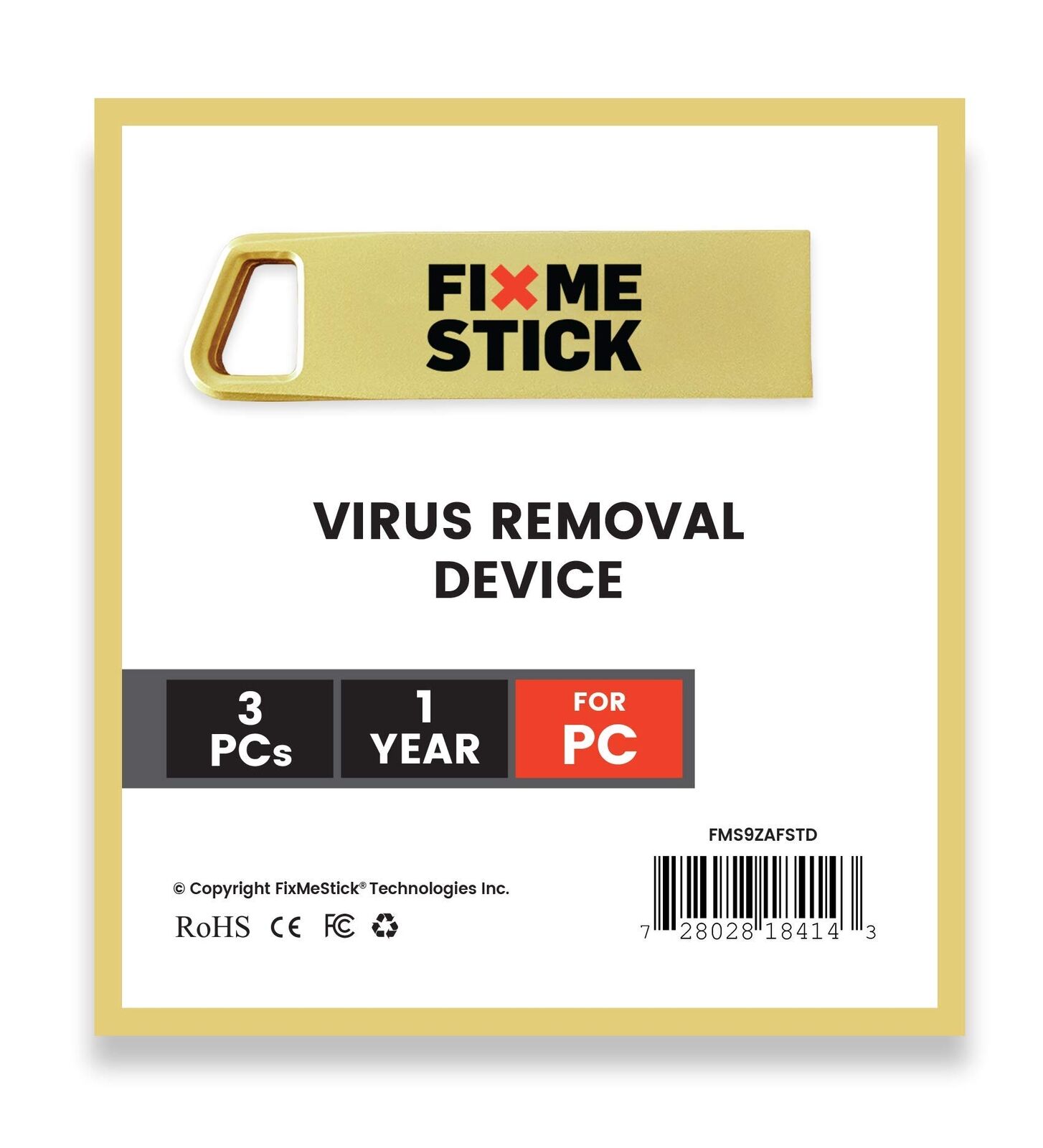 FixMeStick Gold Computer Virus Removal Stick for Windows PCs - Unlimited Use ...