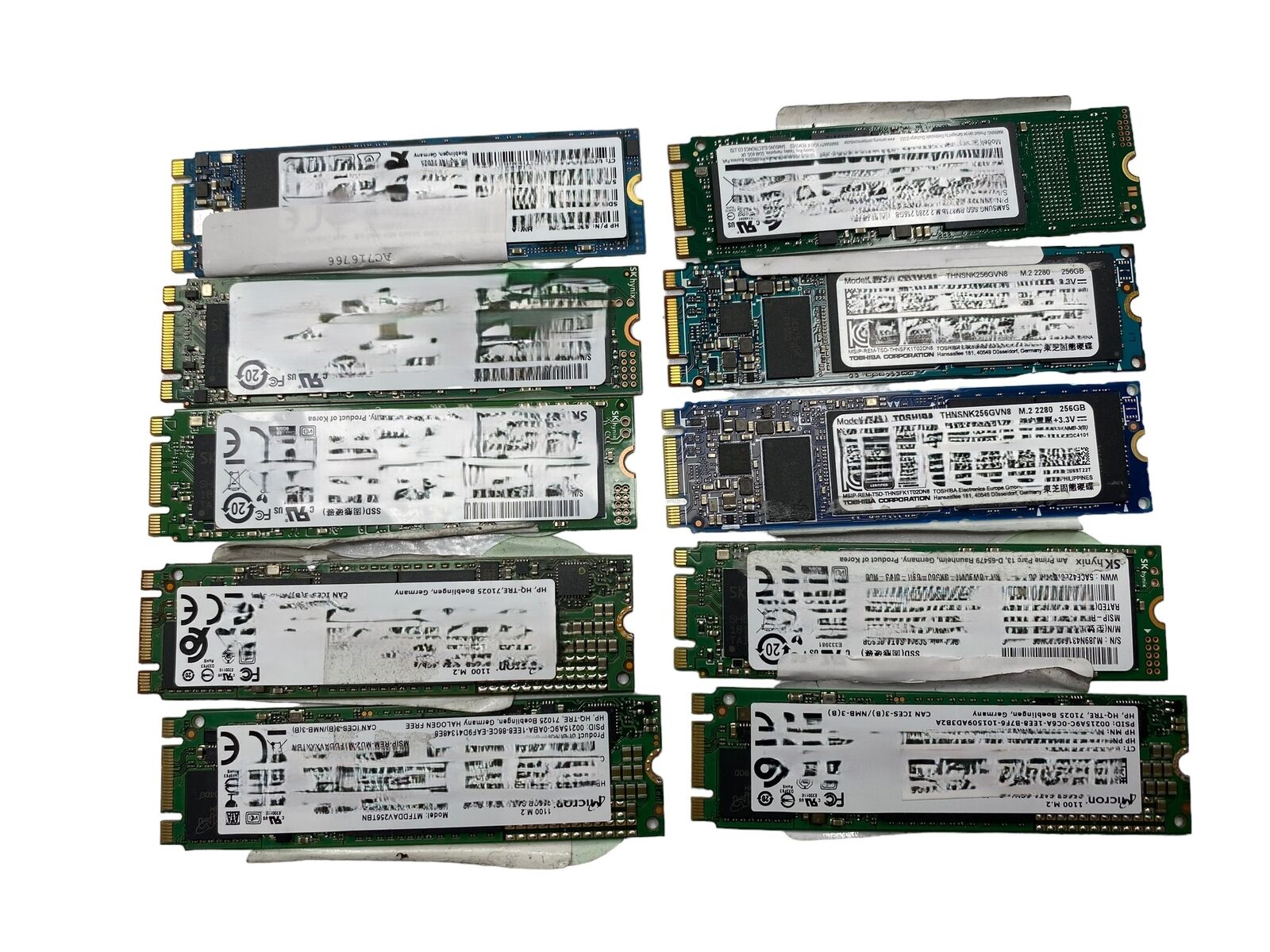 Lot of 10 Mixed Brand Model 256GB SATA M.2 SSD Solid State Drive