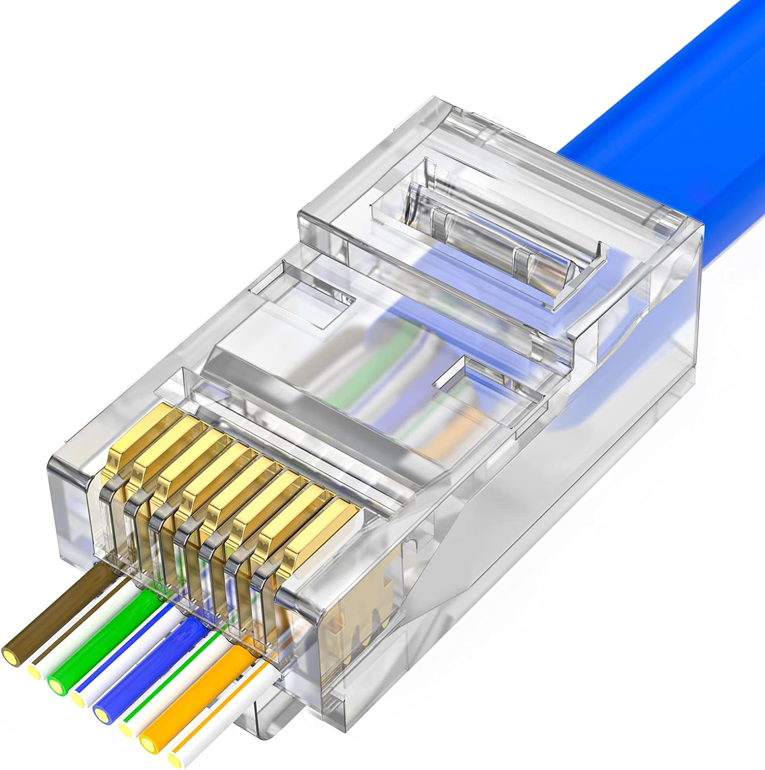 RJ45 Cat5 Cat6 Connector Pass through RJ45 Ends for Solid Wire and Standard UTP