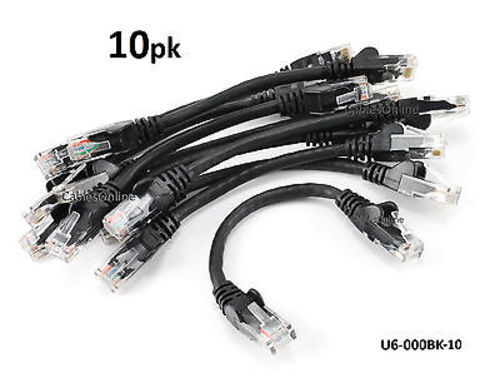 10-PACK 6 inch CAT6 Network UTP Ethernet RJ45 Full 8-Wire Patch Cable, Black
