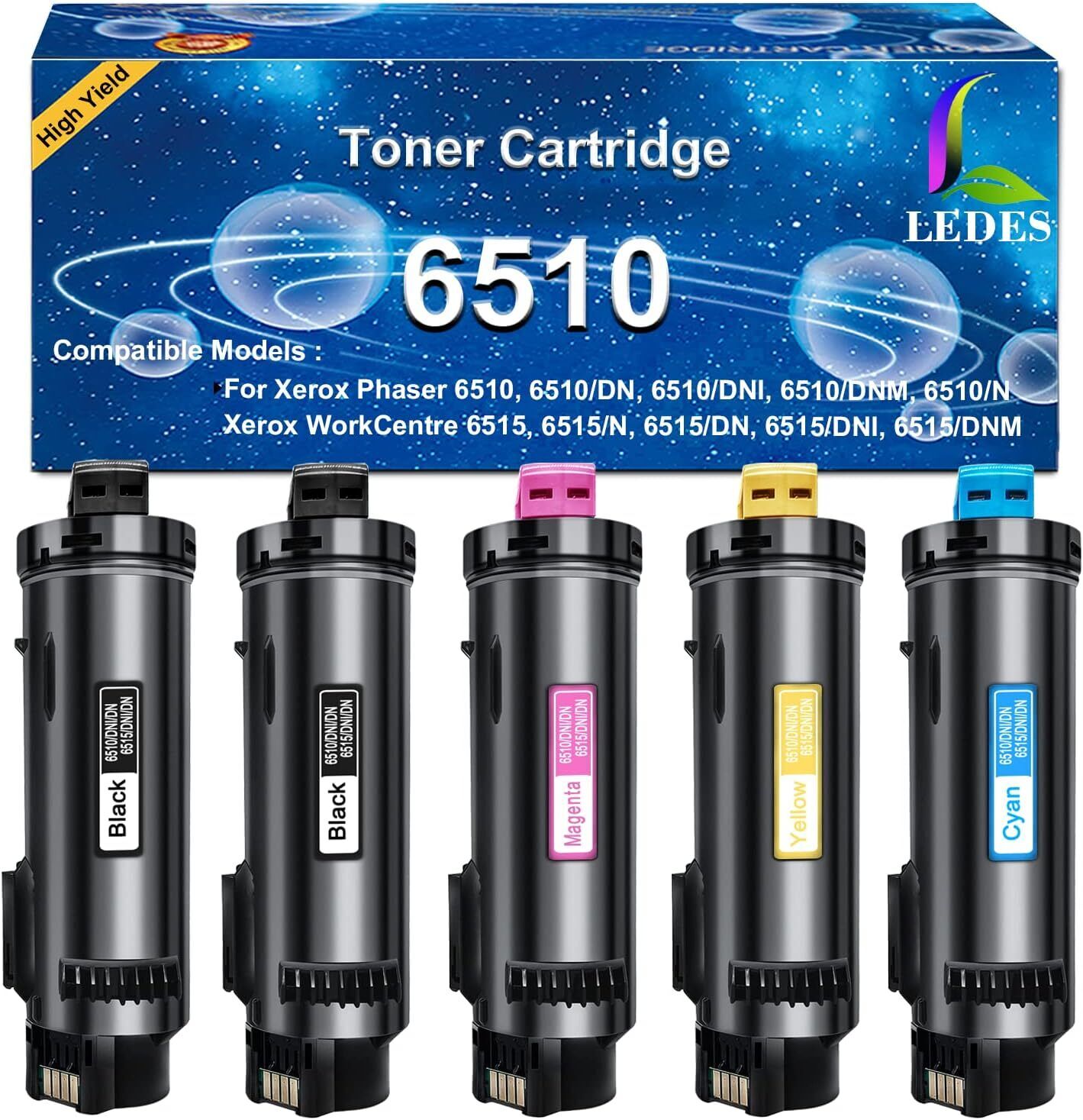 5pk Color Toner Cartridge For Xerox Phaser 6510 Workcentre 6515n 6515dn 6515dni