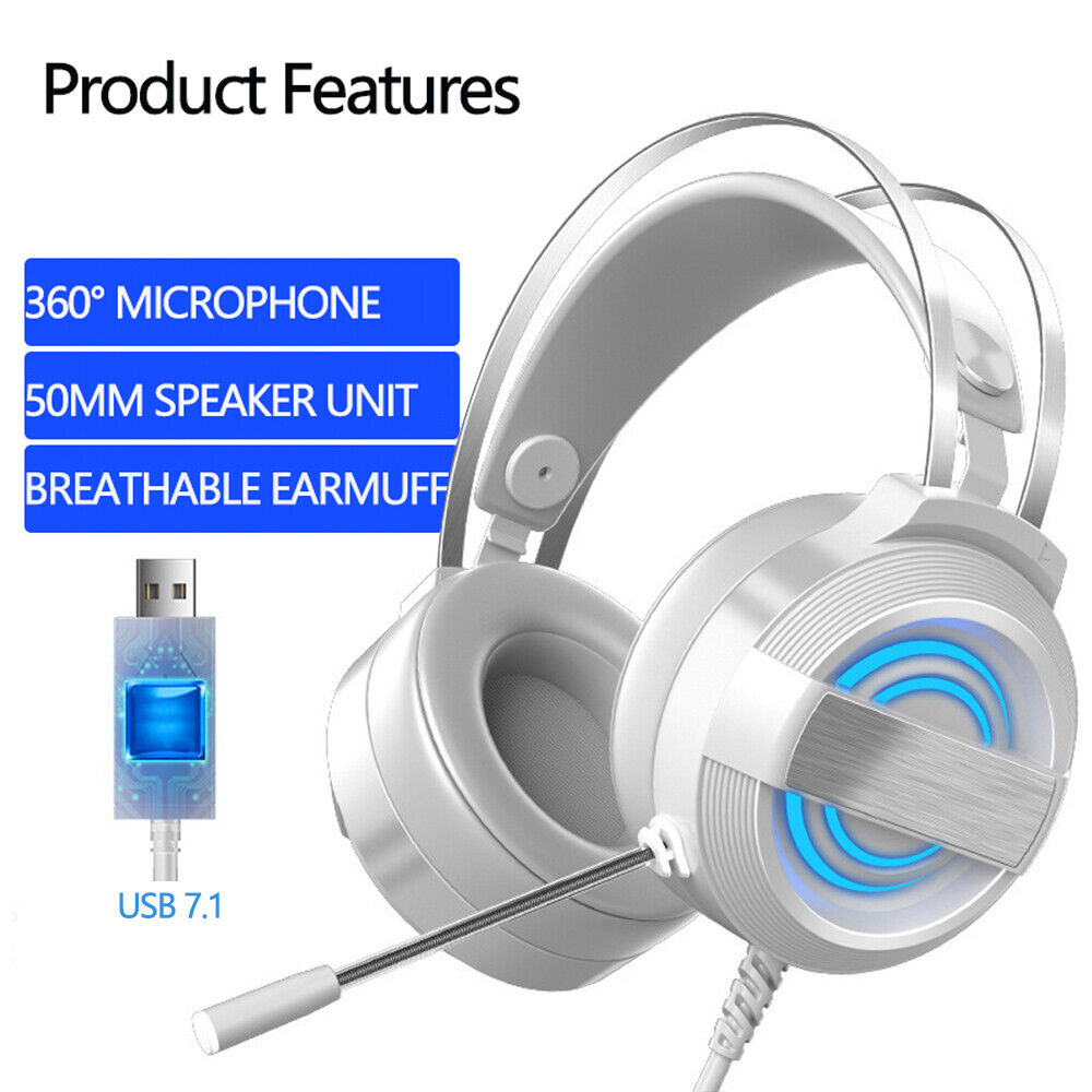 USB 3.5mm Gaming Headset Mic Headphones Stereo Bass Surround For PC PS4 Xbox One