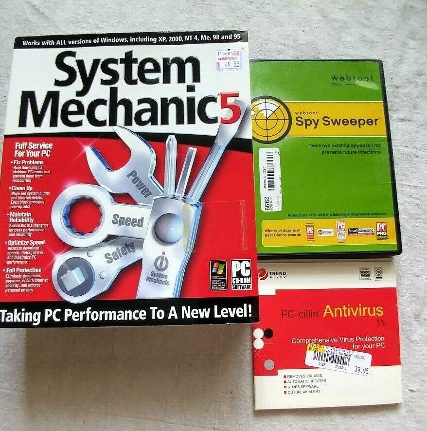 Lot Older Computer Security Software-System Mechanic5, AntiVirus, Spy Sweeper
