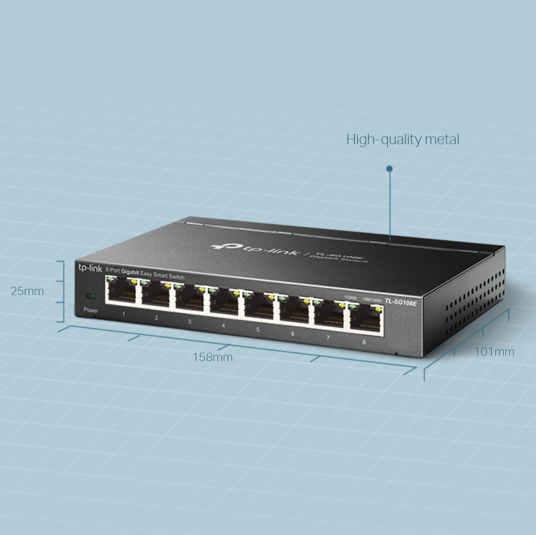 TP-Link Metal 8-Port Gigabit Ethernet Switch Fanless Managed L2+ TL-SG108E V6.6