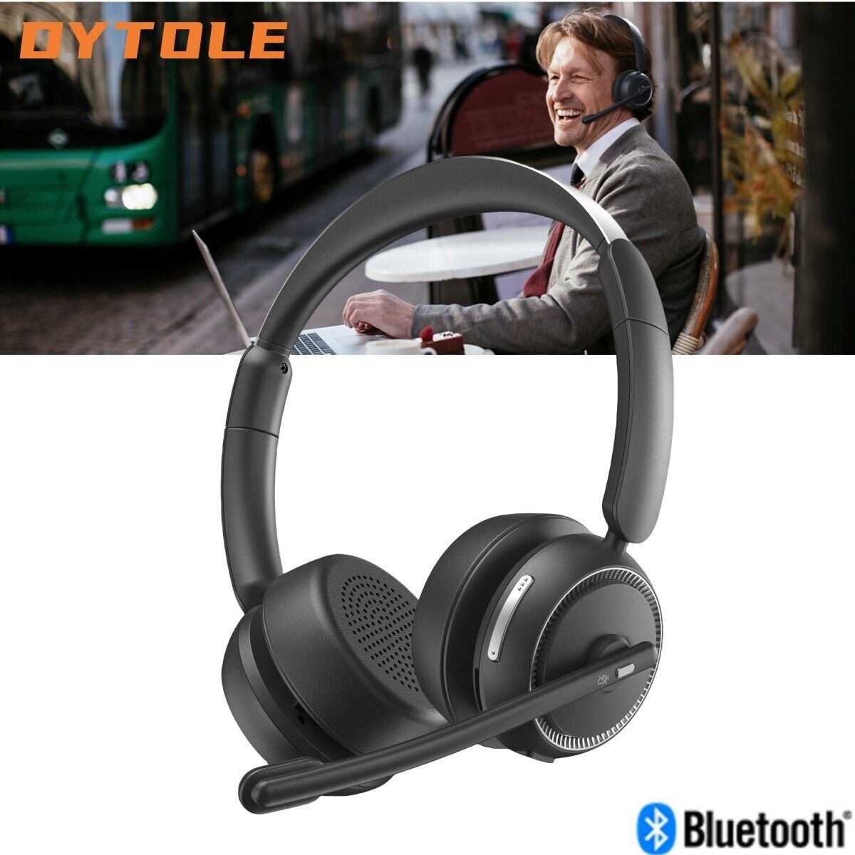Dytole Wireless Headset Bluetooth Headset With Noise Canceling Mic & HI-FI Sound
