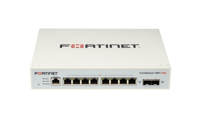 Fortinet FortiSwitch switch 8 ports managed rack-mountable P/N: FS-108F-POE