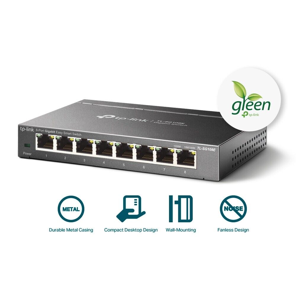 TP-Link TL-SG108E 8-Port 10/100/1000Mbps Gigabit Ethernet Easy Smart Switch